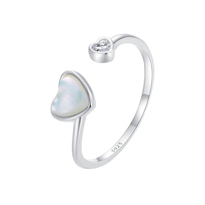 925 Sterling Silver Ring with Pavé Setting and White Shell  DestGlow