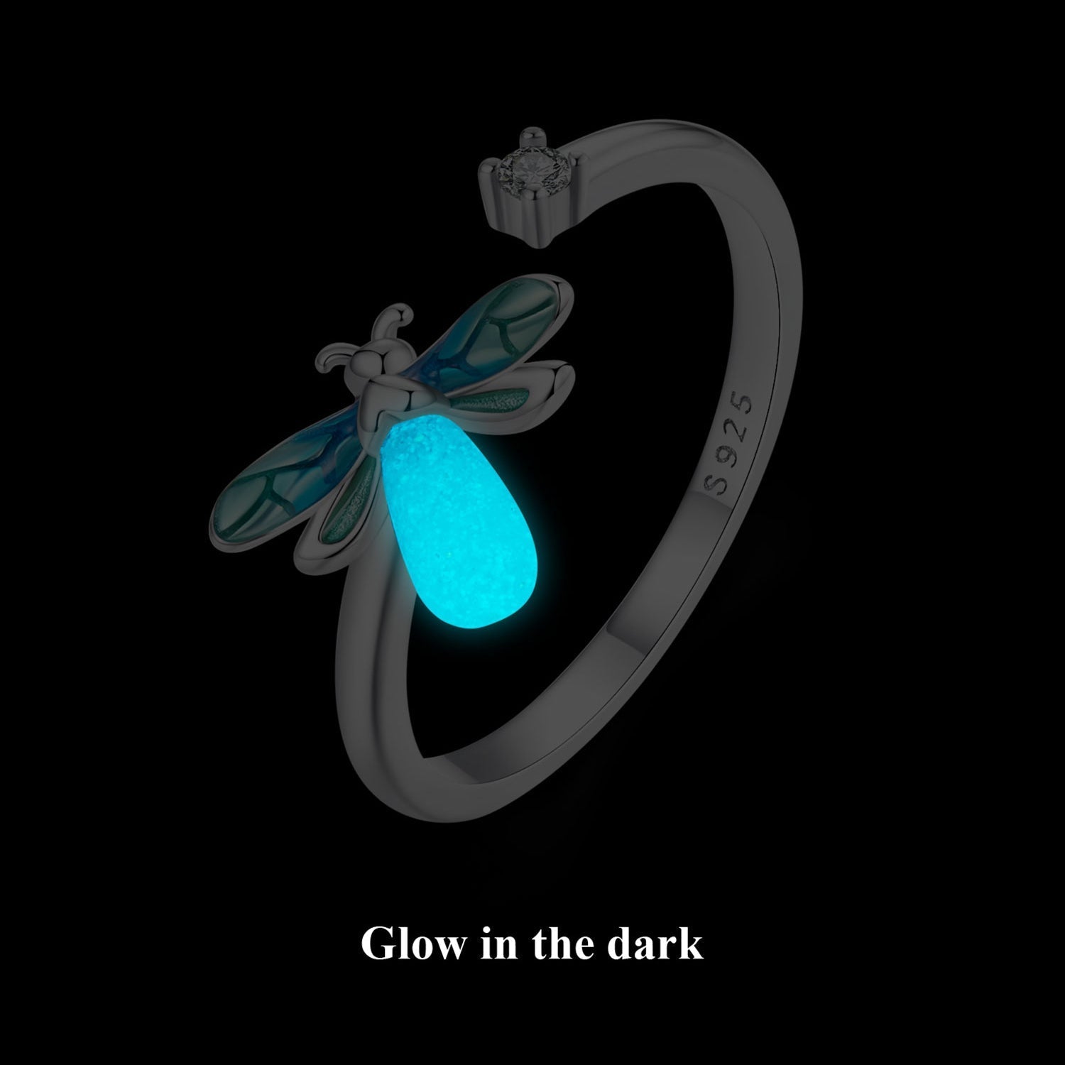 925 Sterling Silver White Gold Plated Enamel Pavé Setting CZ Ring  DestGlow