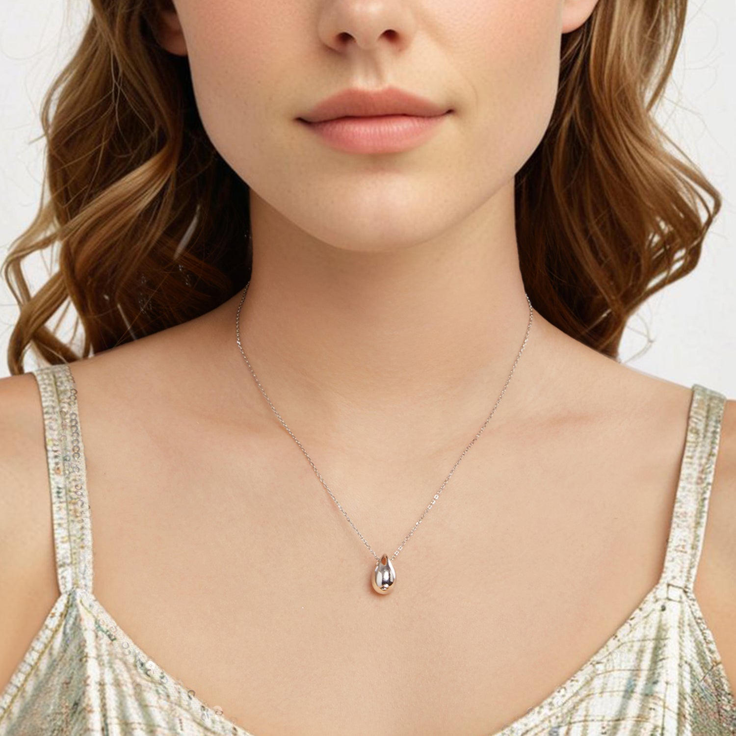 925 Sterling Silver White Gold Plated Necklace 40+5cm Length for Women  DestGlow