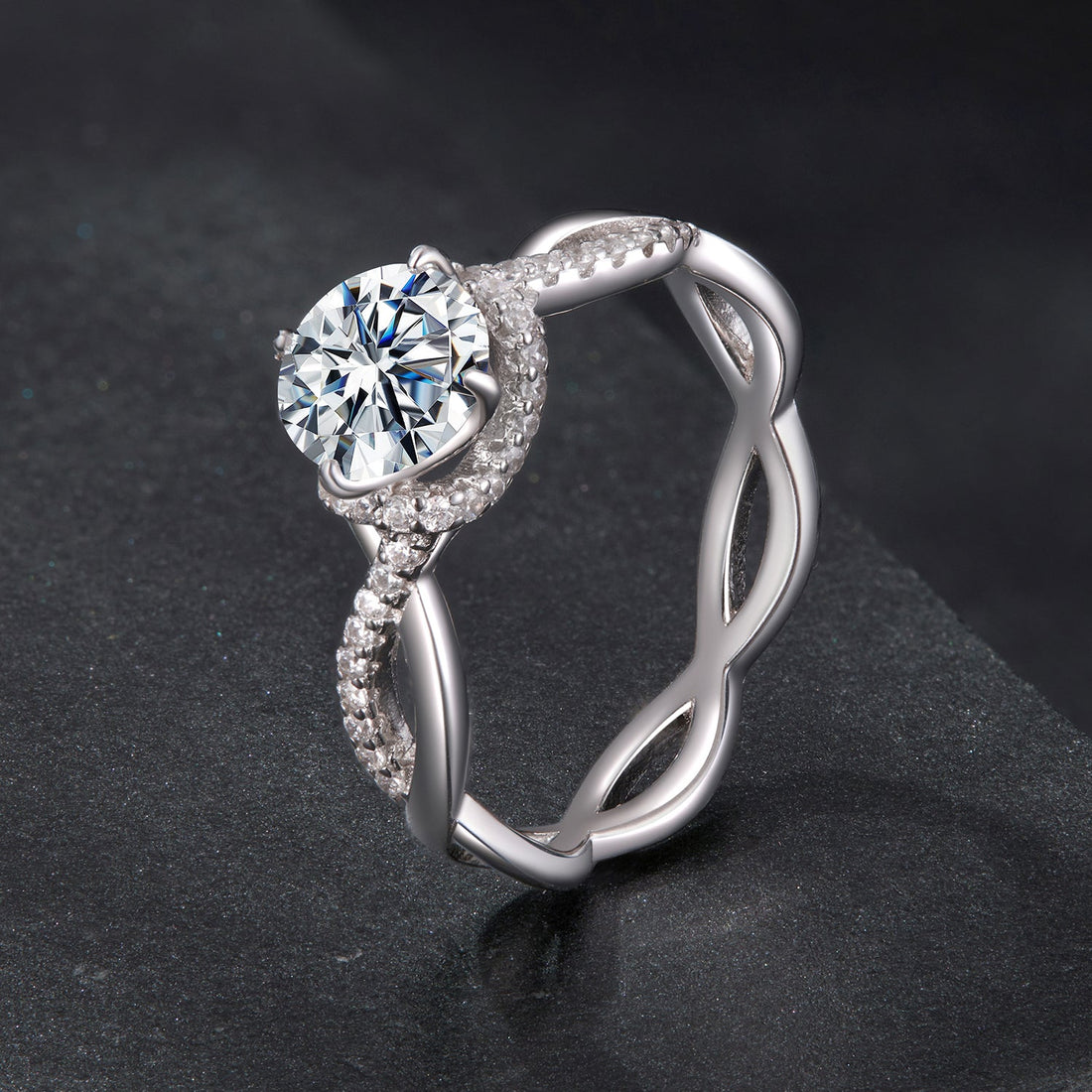 925 Sterling Silver Moissanite Ring in Size 7 with Pavé Setting for Women  DestGlow