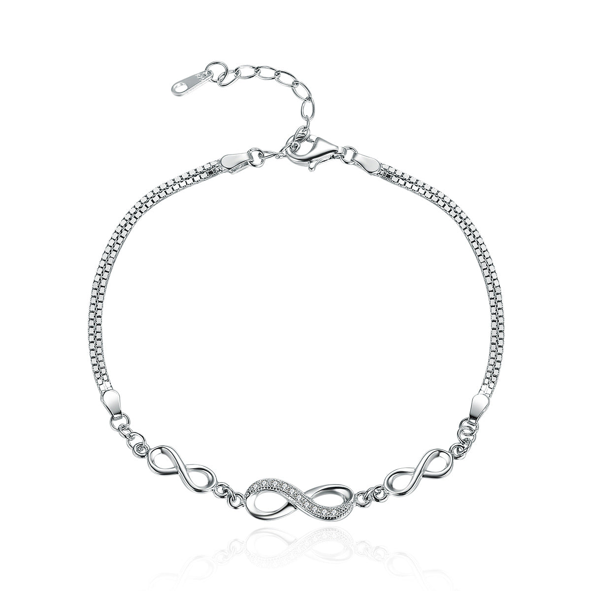 925 Sterling Silver Bracelet 22CM for Women  DestGlow