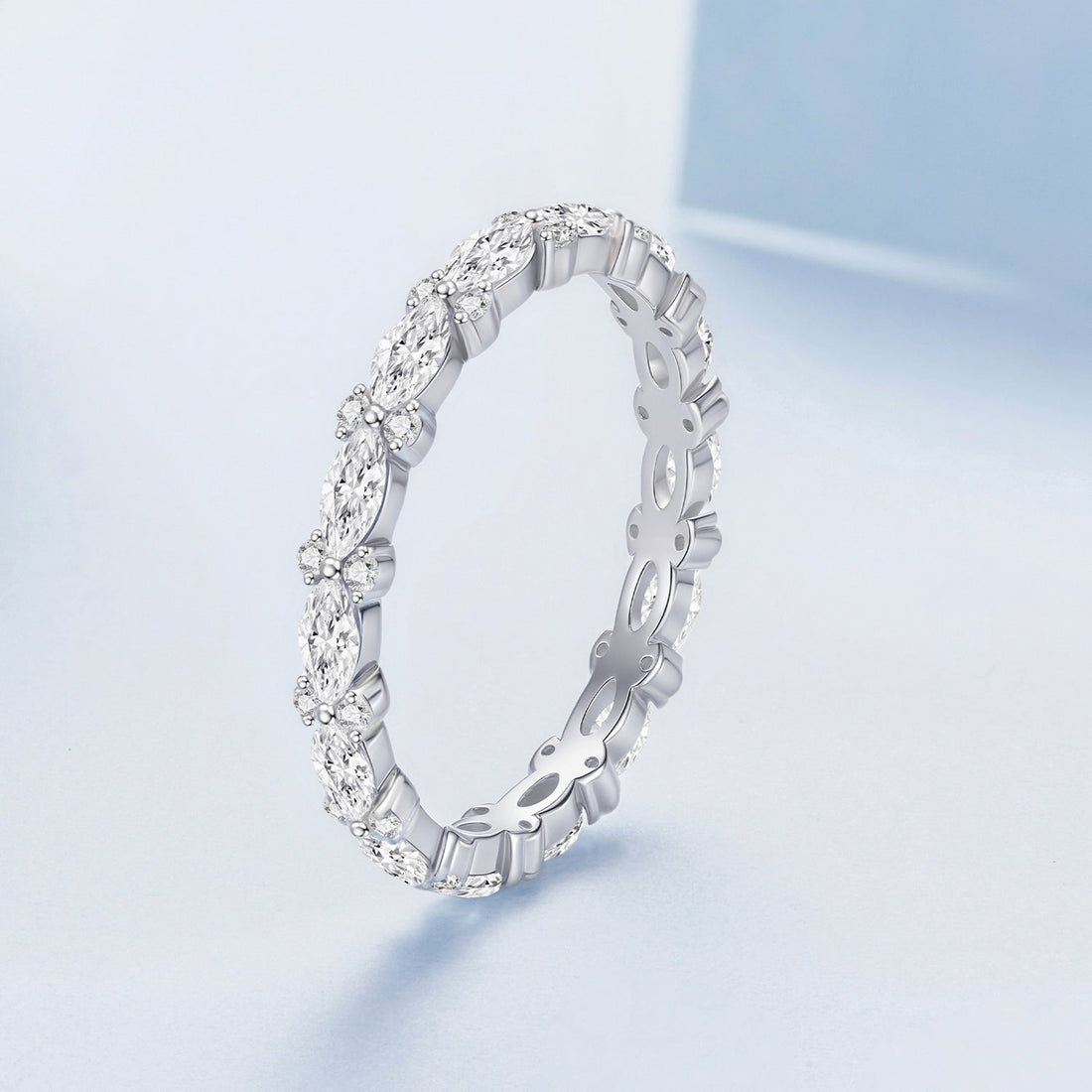 925 Sterling Silver White Gold Plated 0.26cm CZ Ring Size 6.0 for Women  DestGlow