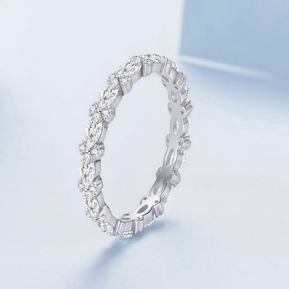 925 Sterling Silver White Gold Plated 0.26cm CZ Ring Size 6.0 for Women  DestGlow