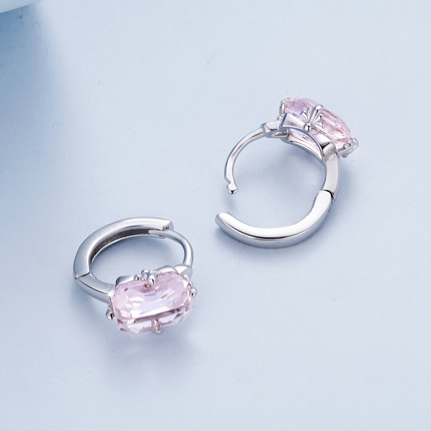925 Sterling Silver Earrings with Transparent Glass, 12x7mm, for Women  DestGlow