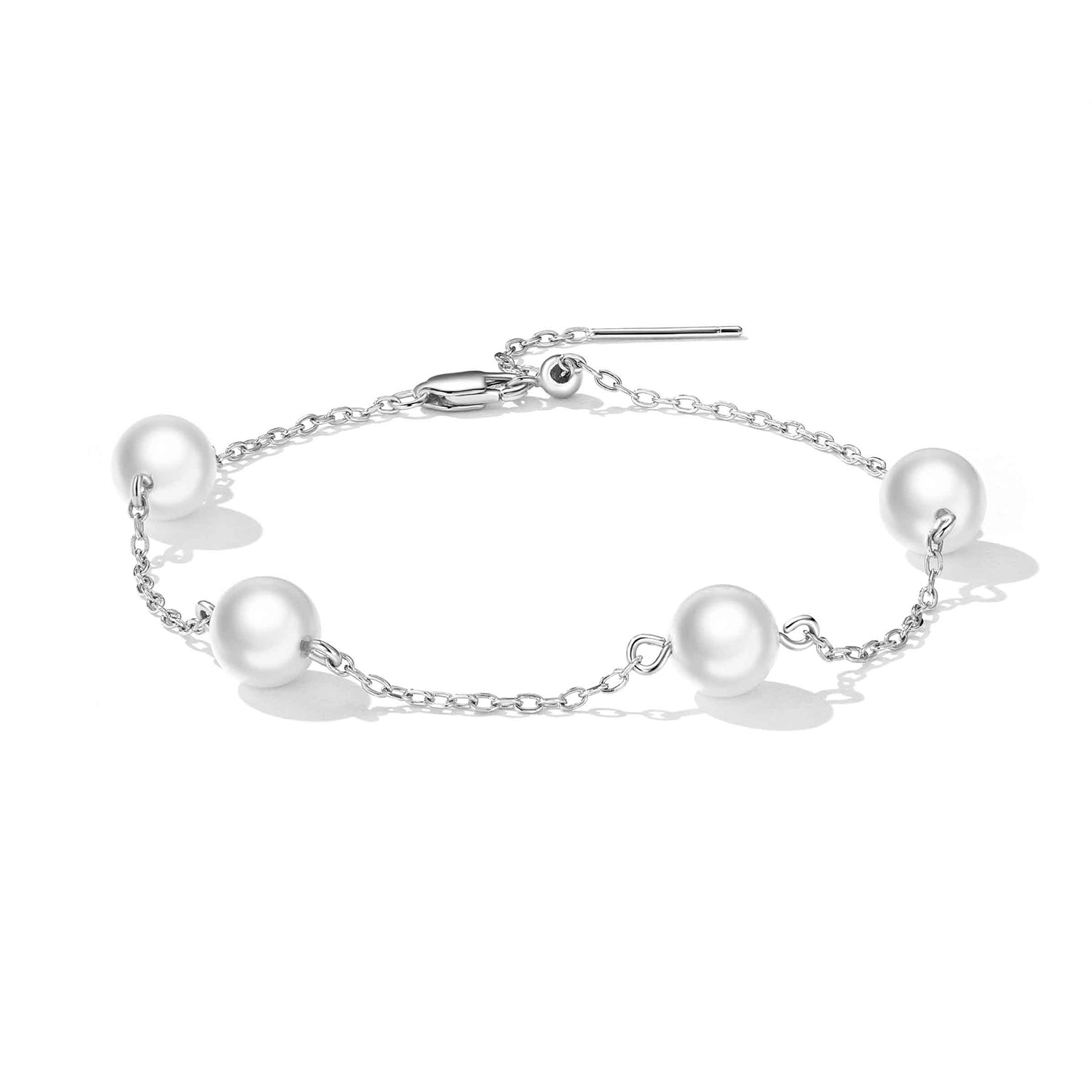 925 Sterling Silver Adjustable Pearl Bracelet for Women  DestGlow