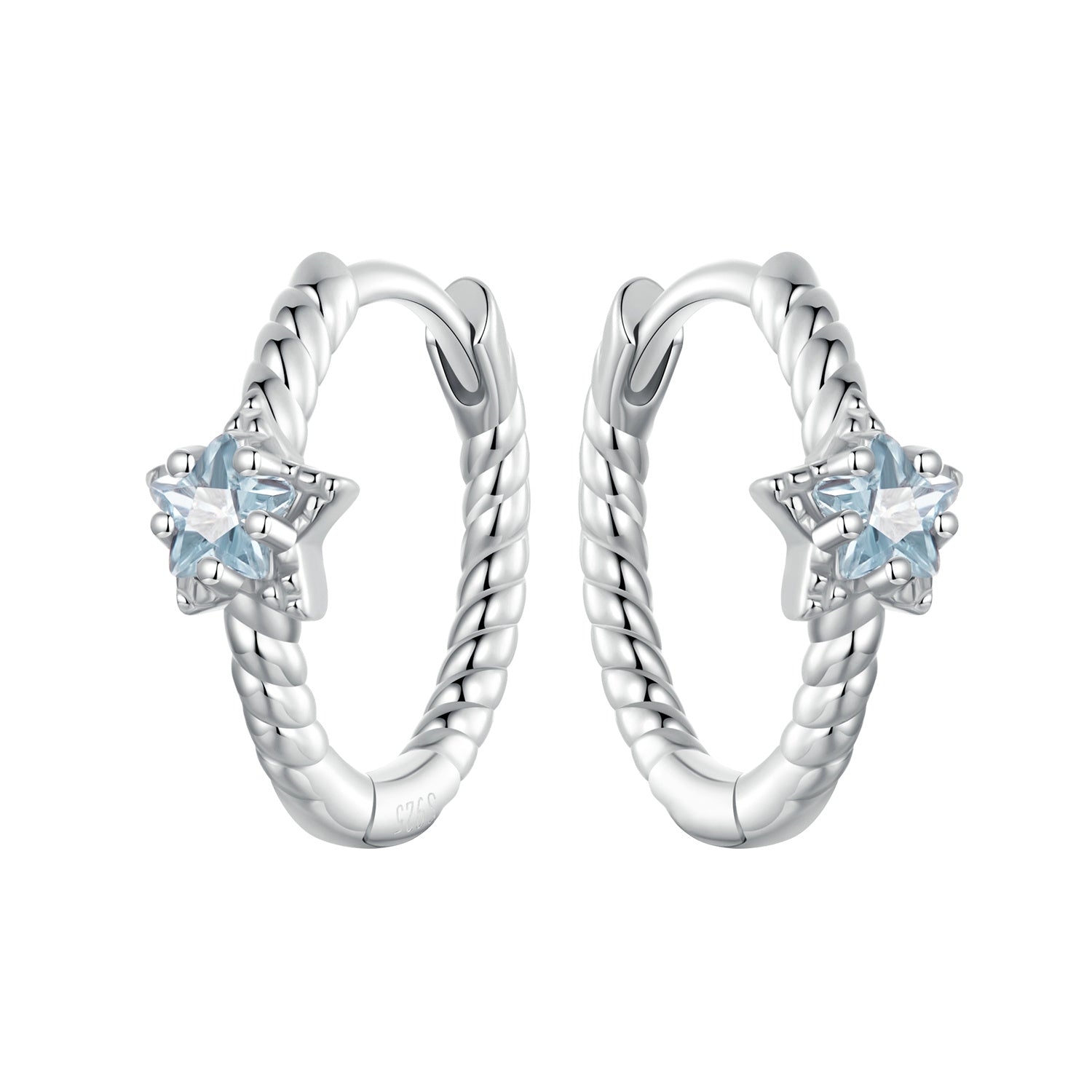 925 Sterling Silver Earrings with CZ and White Gold Plating, 1.3cm for Women  DestGlow