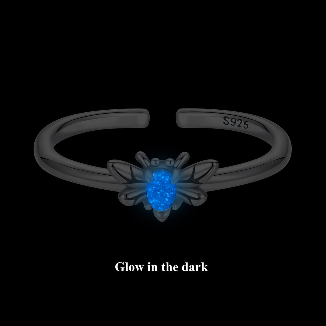 925 Sterling Silver Pendant with Luminous Stone - Oxidized Silver, For Rings  DestGlow