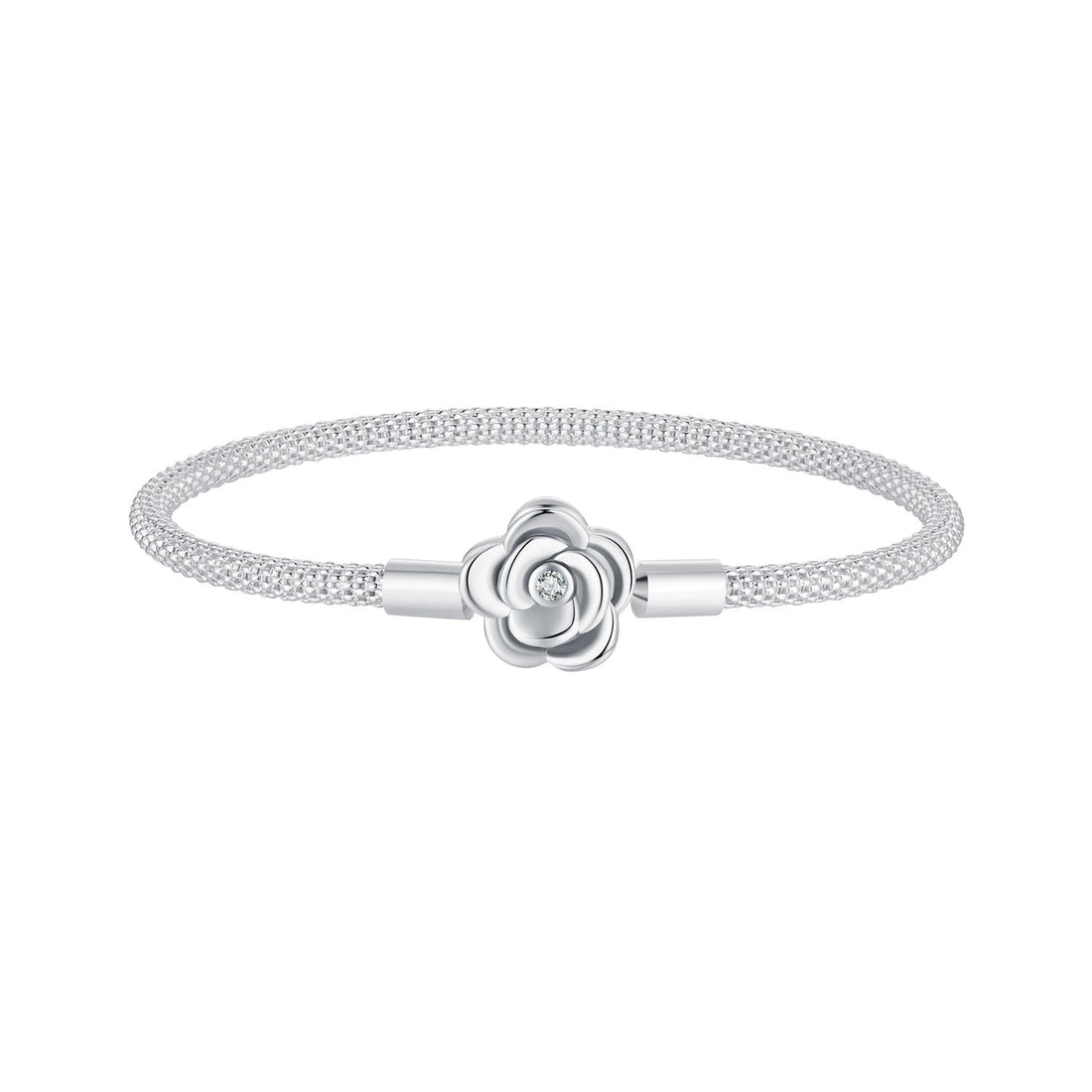 925 Sterling Silver Bracelet with Oxidized Finish and CZ 17.0 cm  DestGlow