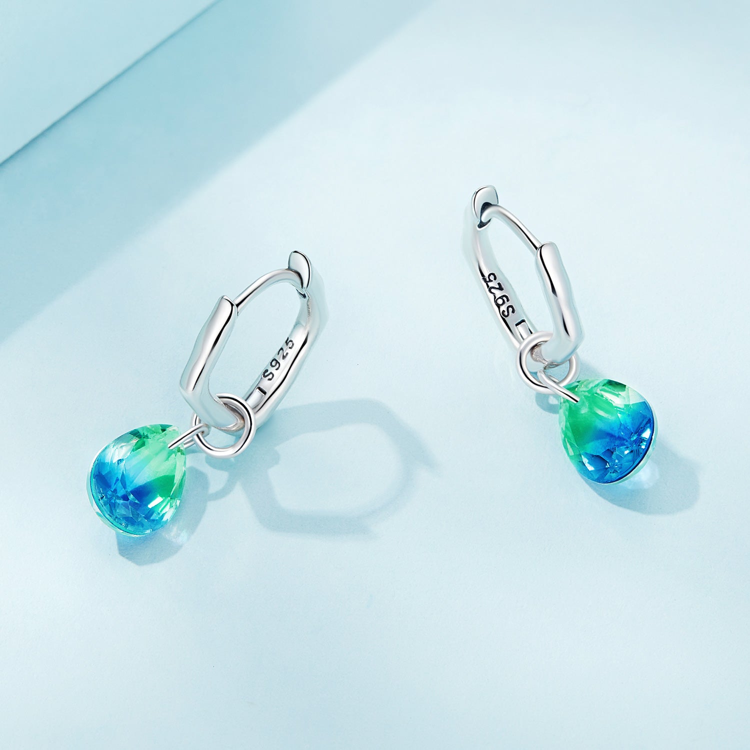 S925 Sterling Silver Oxidized Earrings with Transparent Glass &amp; Main Stone for Women  DestGlow