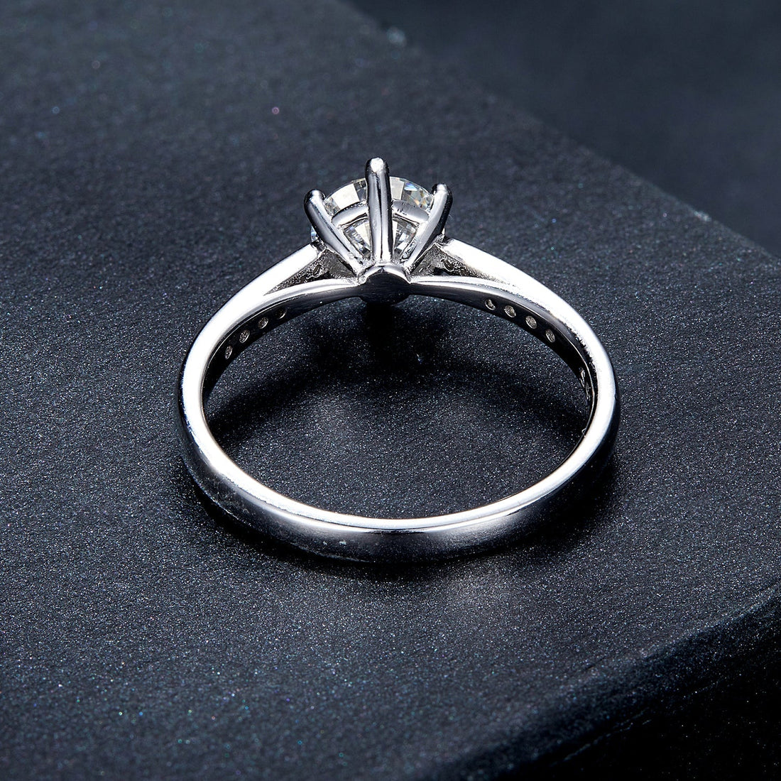 925 Sterling Silver Moissanite &amp; CZ Ring Size 6 for Women  DestGlow