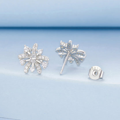 925 Sterling Silver Earrings with Pavé Set CZ in White Gold Finish, 1.1*1.0cm  DestGlow