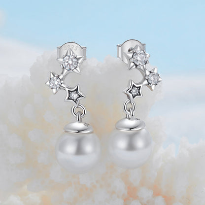 925 Sterling Silver Earrings with Quality Shell Pearl and CZ for Women  DestGlow
