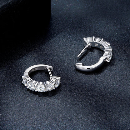 S925 Sterling Silver Moissanite Earrings, 1.3cm, Platinum Plated, for Women  DestGlow
