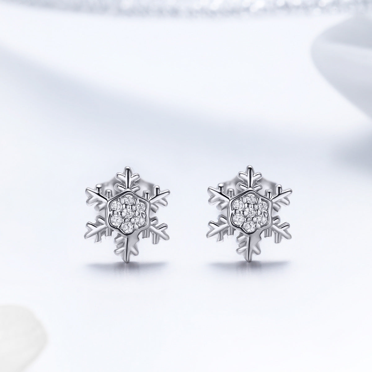 S925 Sterling Silver Earrings with CZ in Pavé Setting - 0.8*0.8cm for Women  DestGlow