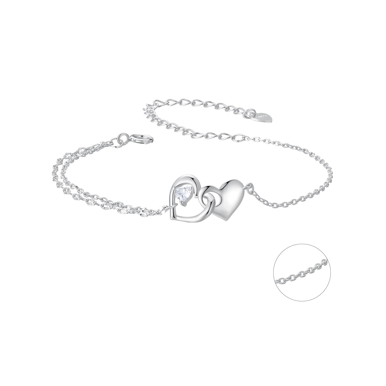 925 Sterling Silver Bracelet with Pave Setting CZ and White Gold Plating  DestGlow