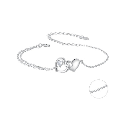 925 Sterling Silver Bracelet with Pave Setting CZ and White Gold Plating  DestGlow