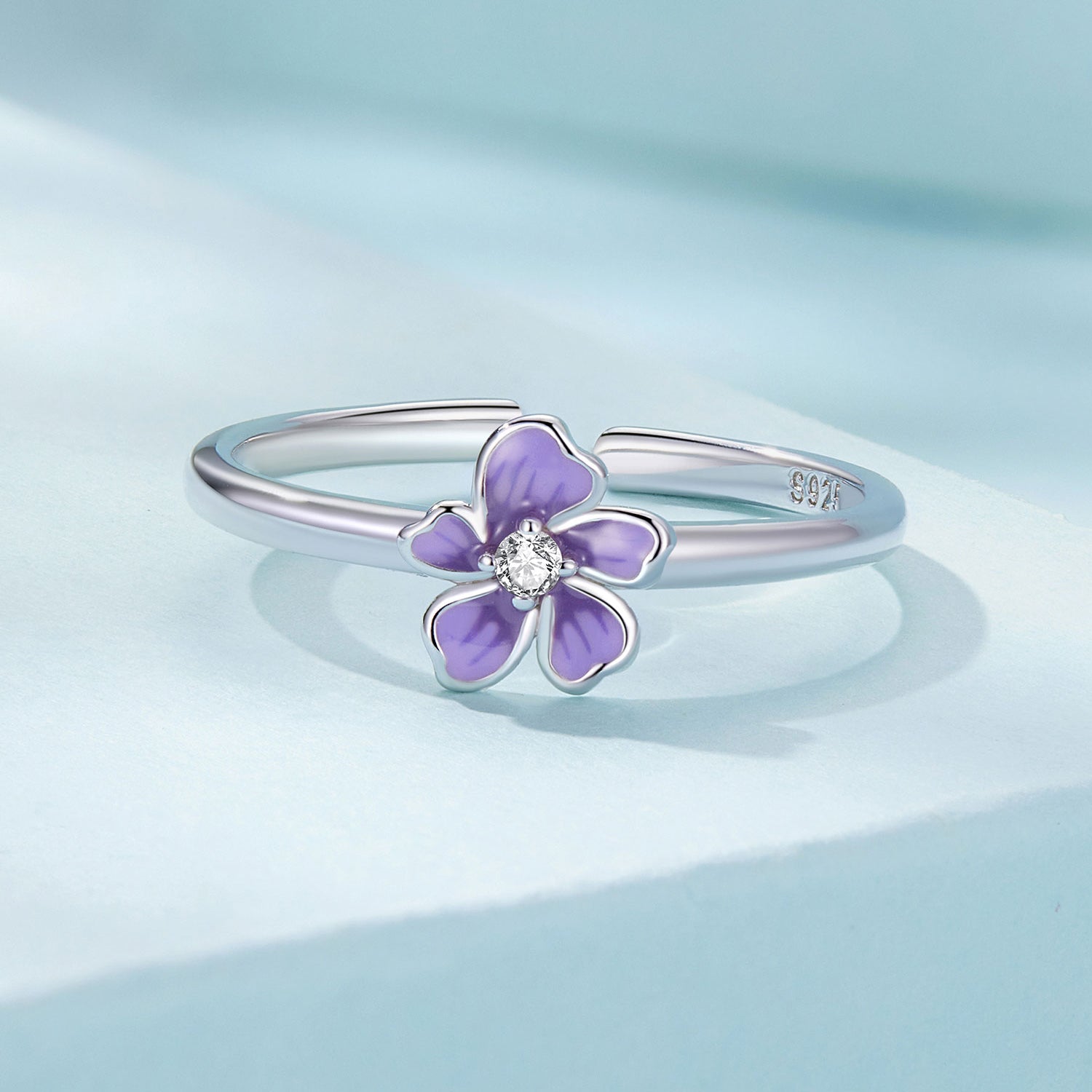 S925 Sterling Silver Enamel Plated Platinum Ring  DestGlow