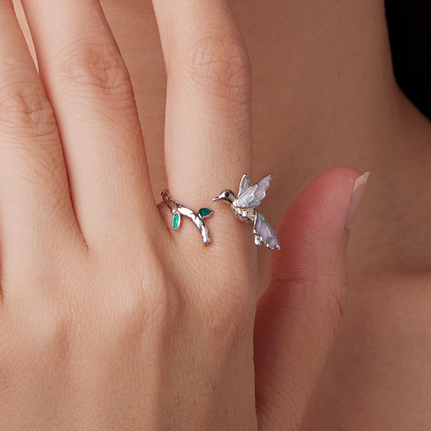 925 Sterling Silver Ring with Enamel and Oxidized Finish in Style E for Women  DestGlow