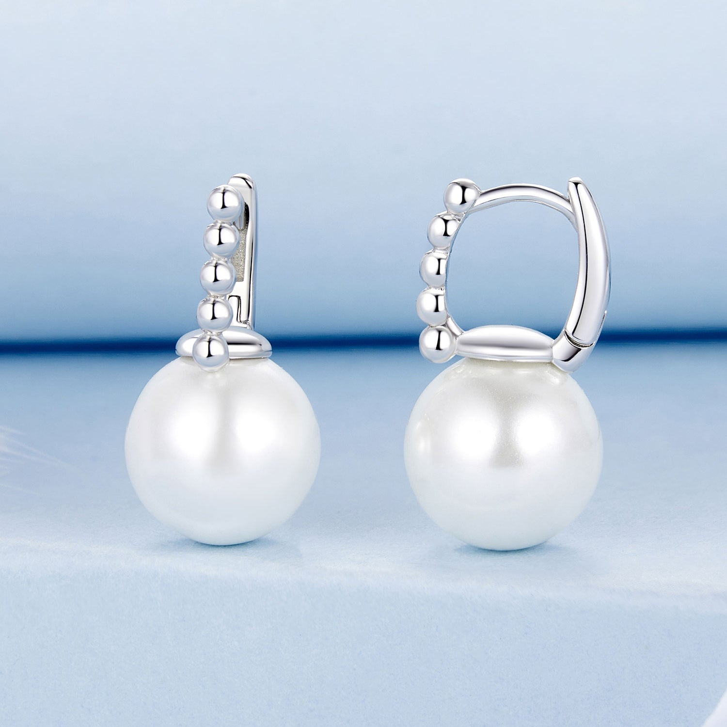 925 Sterling Silver Earrings with White Gold Plating and Shell Pearl for Women  DestGlow