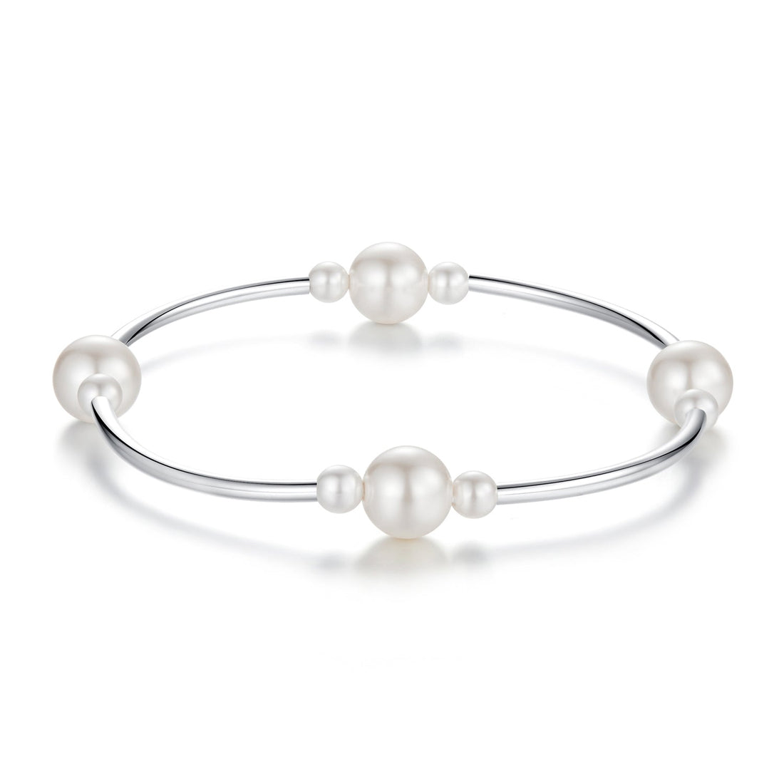 925 Sterling Silver Shell Pearl Stretchable Bracelet for Women  DestGlow