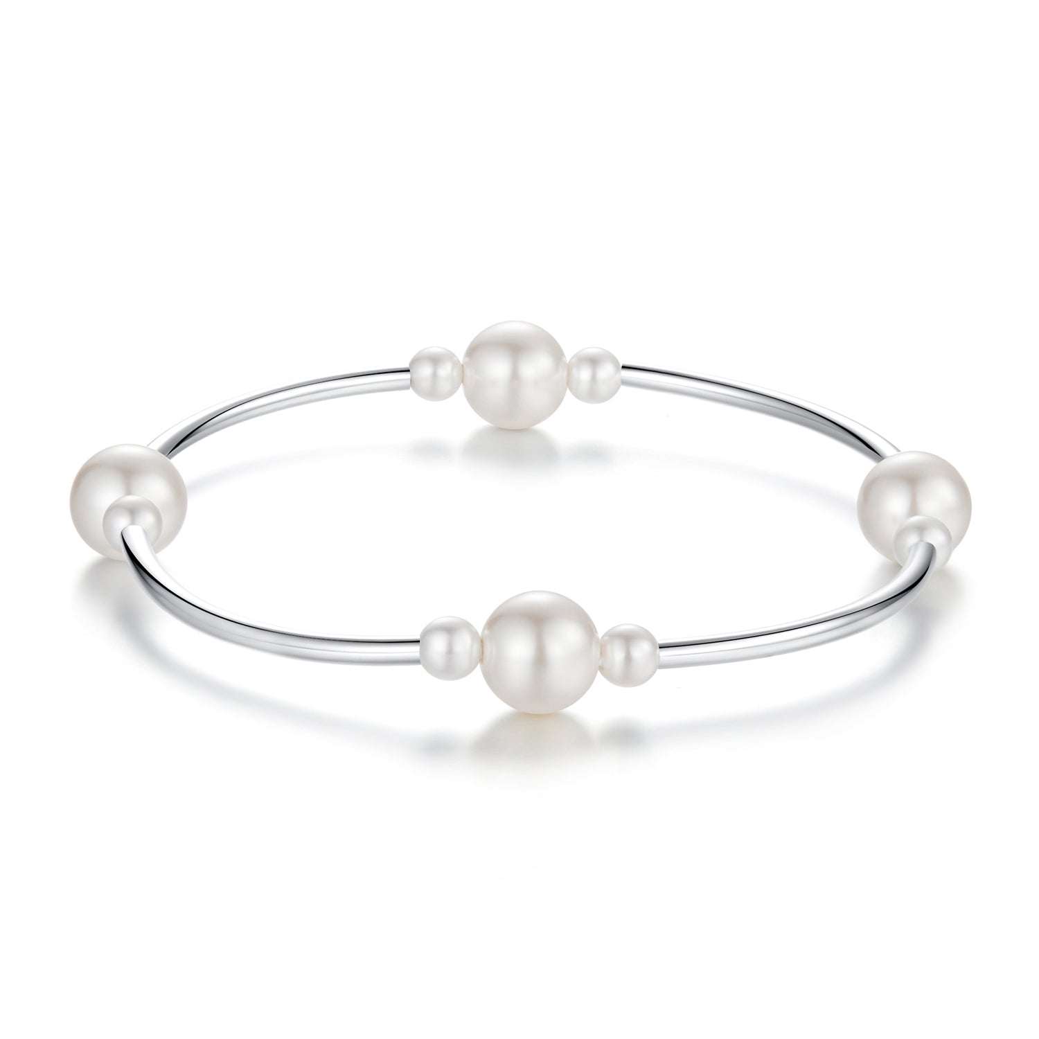 925 Sterling Silver Shell Pearl Stretchable Bracelet for Women  DestGlow