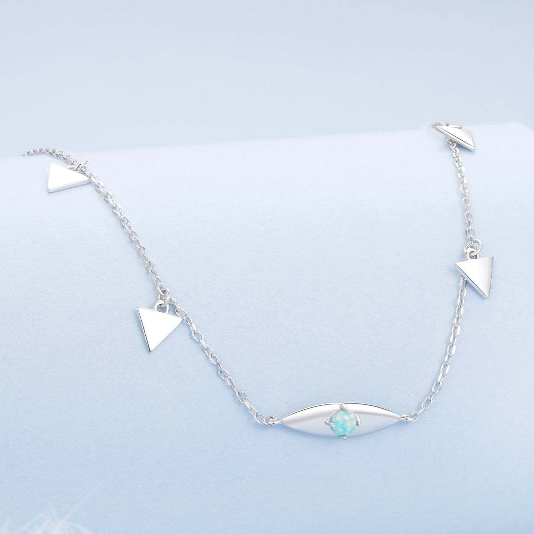 925 Sterling Silver Opal Pendant Necklace for Women - 40+5cm Adjustable Length  DestGlow