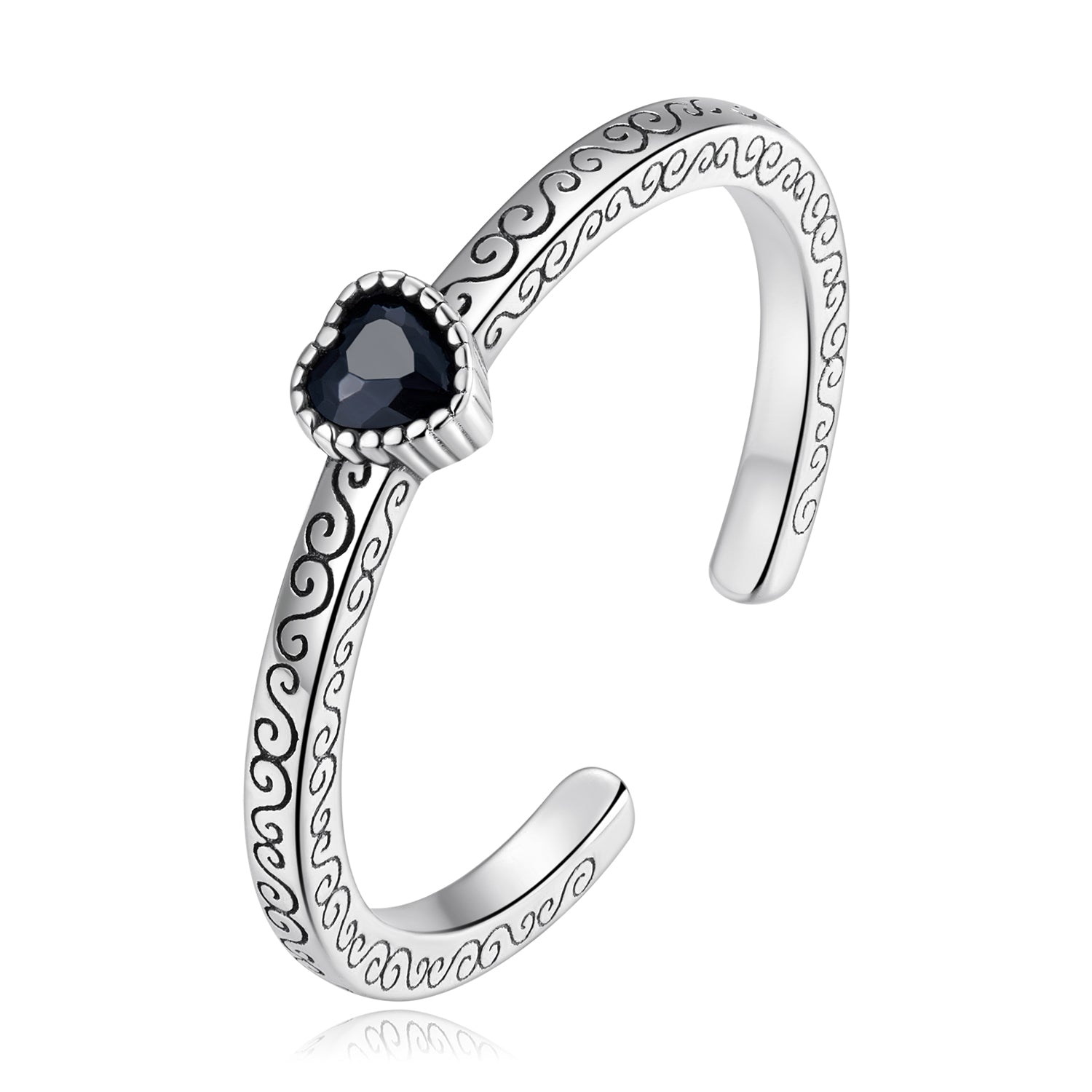 925 Sterling Silver Oxidized CZ Pavé Ring for Women  DestGlow