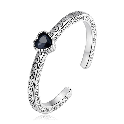 925 Sterling Silver Oxidized CZ Pavé Ring for Women  DestGlow