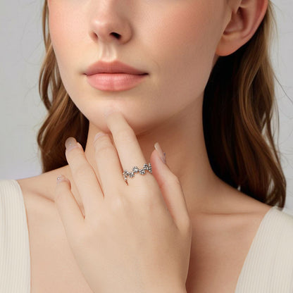 925 Sterling Silver Oxidized Silver 0.44cm Ring for Women  DestGlow