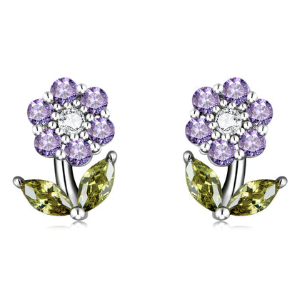 925 Sterling Silver Earrings with Pavé Setting CZ in White Gold  DestGlow