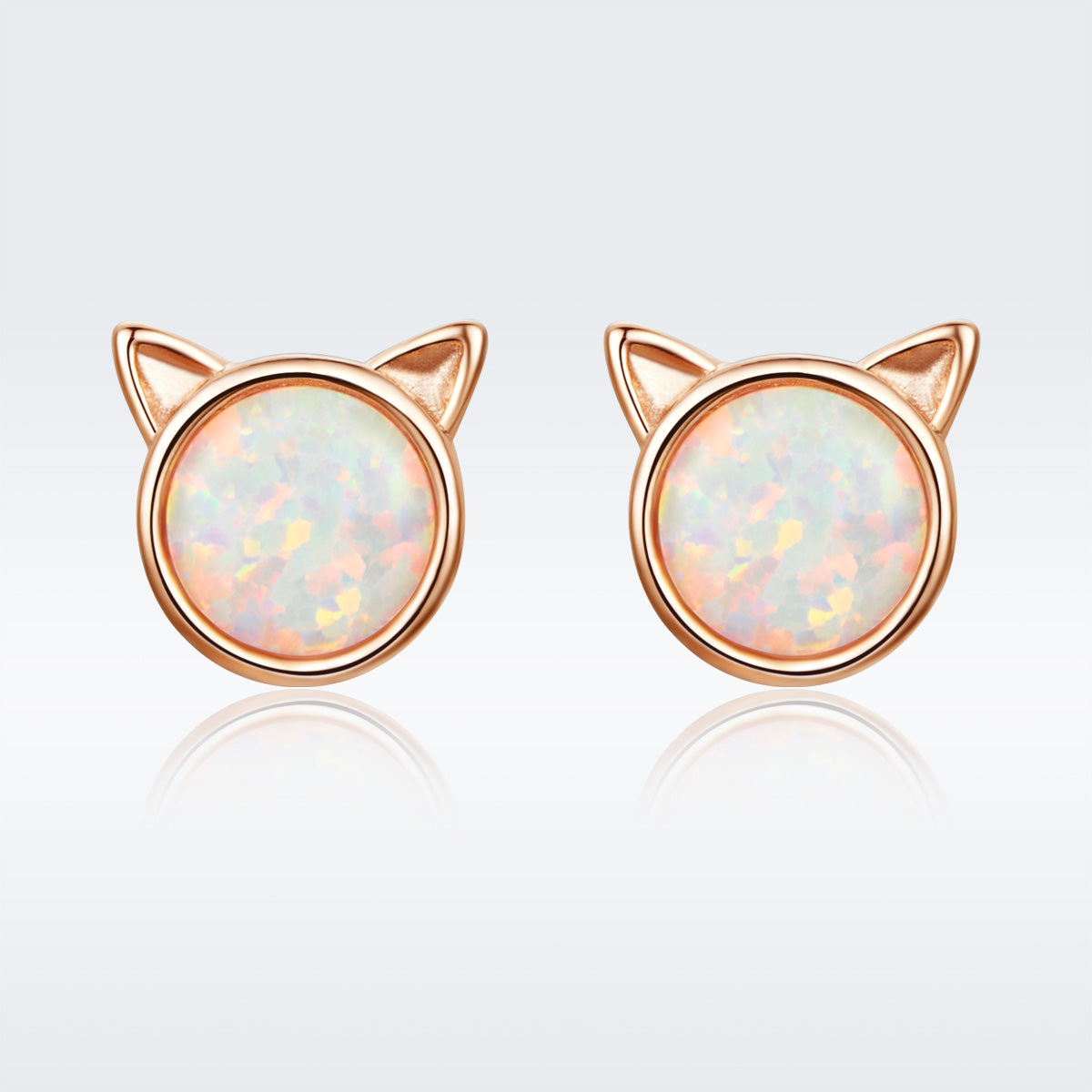 925 Sterling Silver Plated Rose Gold Opal Earrings 0.8cm for Women  DestGlow
