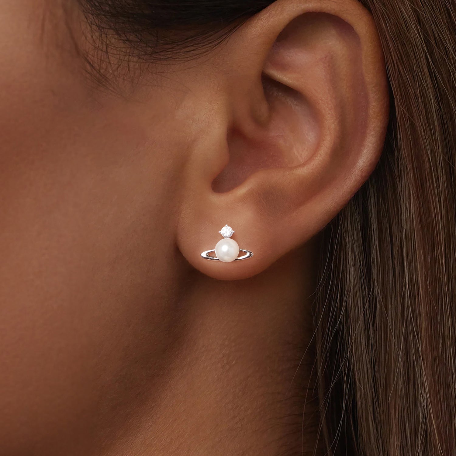 925 Sterling Silver Earrings with White Gold Plating and Shell Pearl  DestGlow