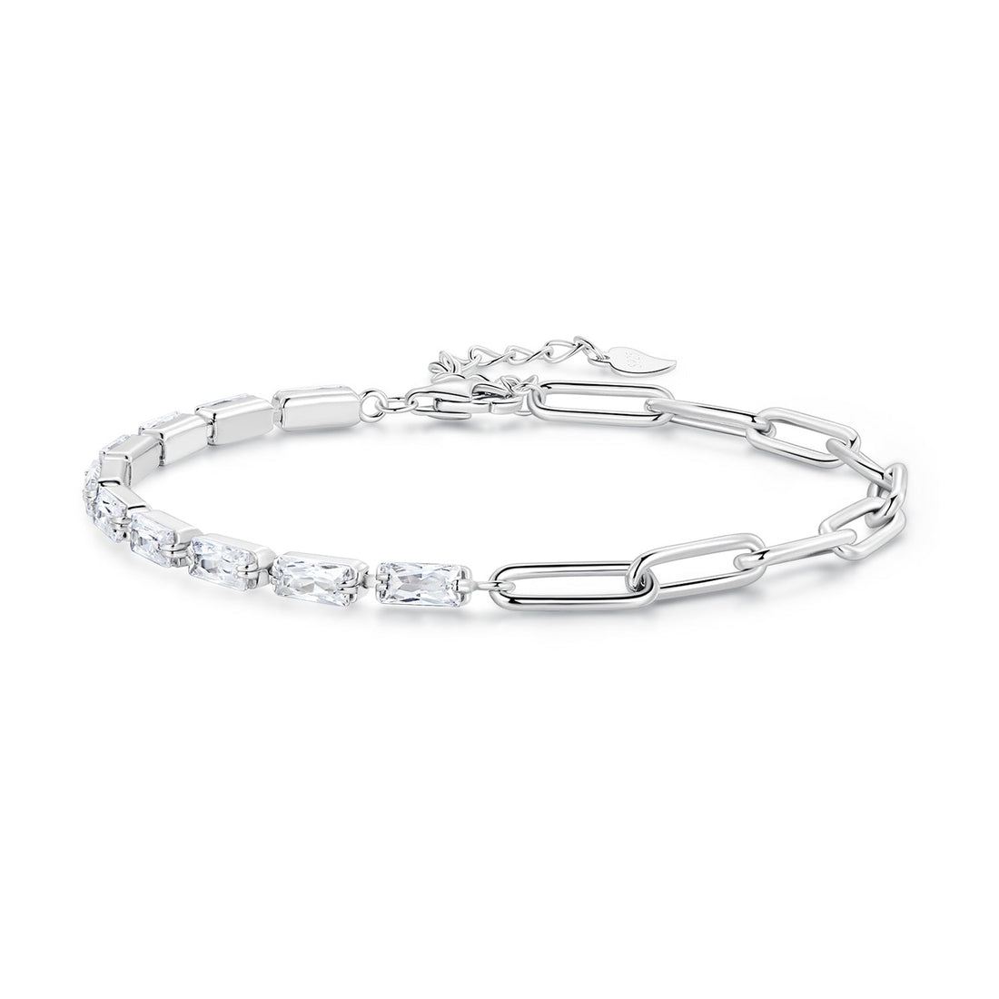 925 Sterling Silver Pavé Setting CZ Bracelet with Platinum Plating, Adjustable 14.5+3cm, for Women  DestGlow