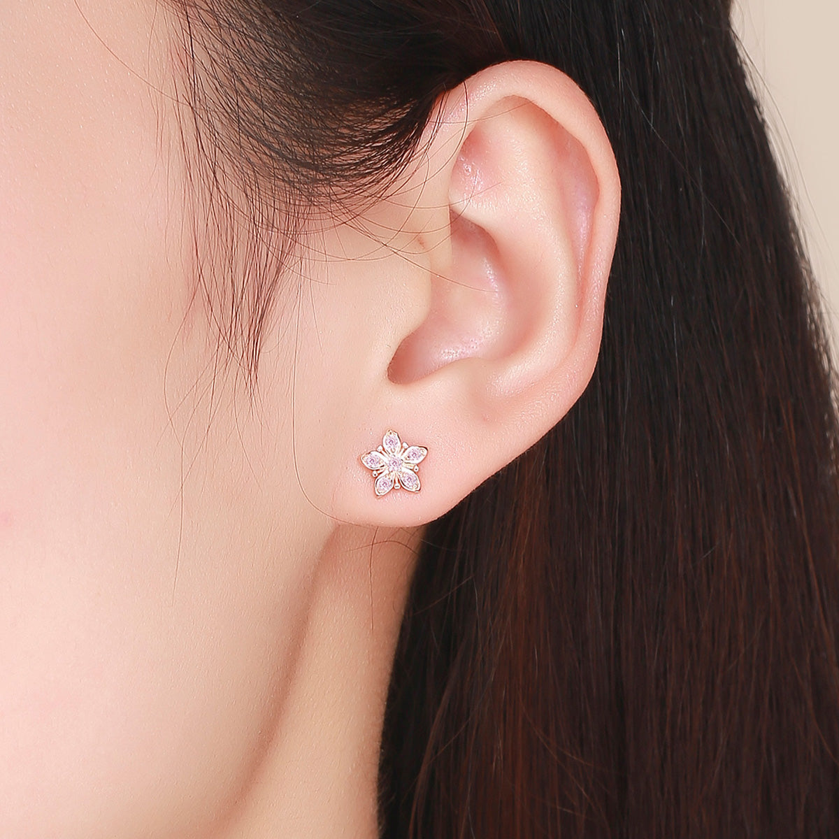 925 Sterling Silver Rose Gold Plated Pavé Setting CZ Earrings  DestGlow