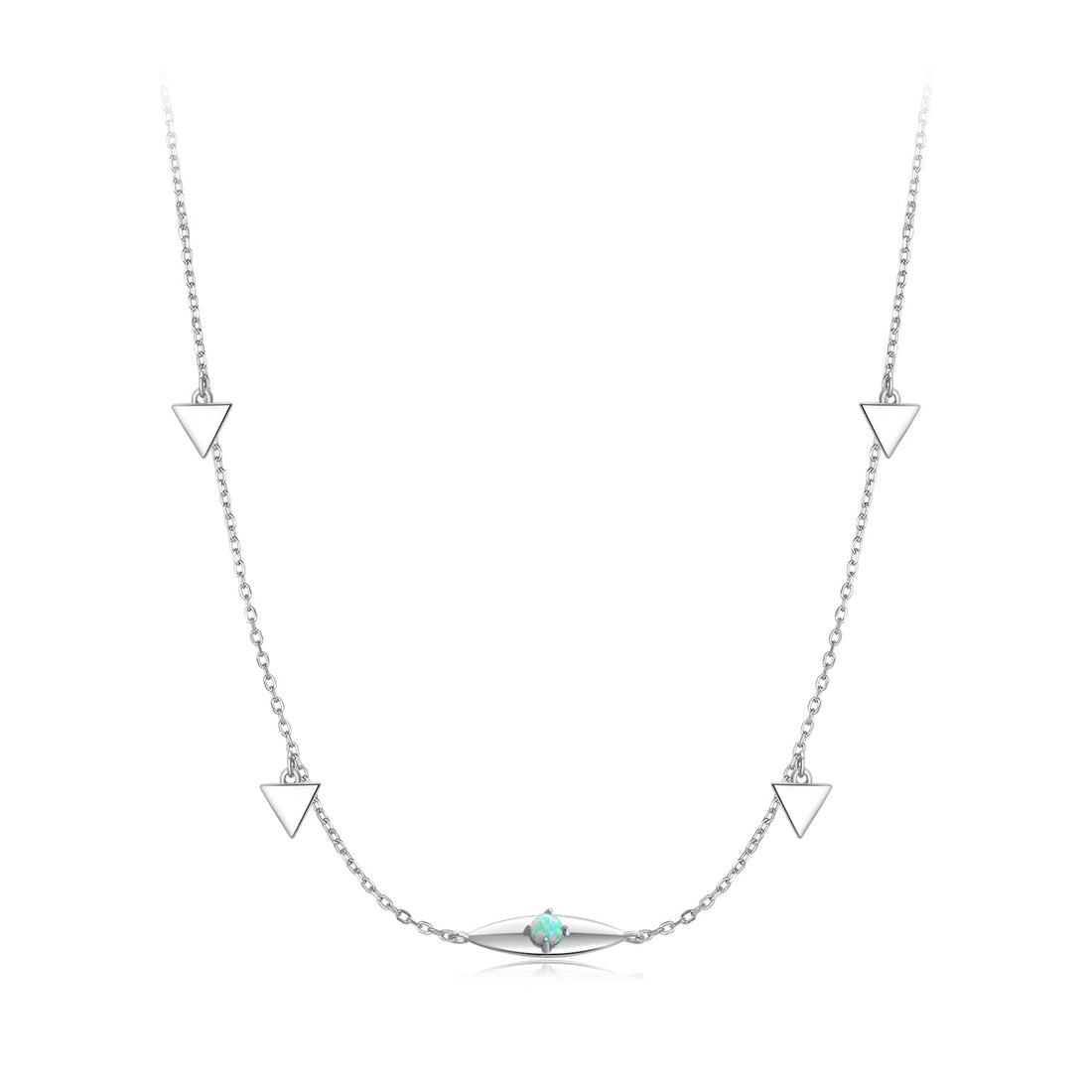 925 Sterling Silver Opal Pendant Necklace for Women - 40+5cm Adjustable Length  DestGlow