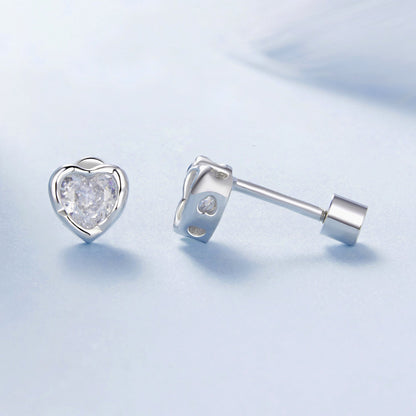 925 Sterling Silver Earrings with Plated White Gold &amp; Pavé Setting CZ, 0.5cm for Women  DestGlow