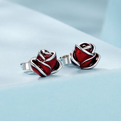 925 Sterling Silver Enamel Plated White Gold Earrings 0.7*1cm for Women  DestGlow