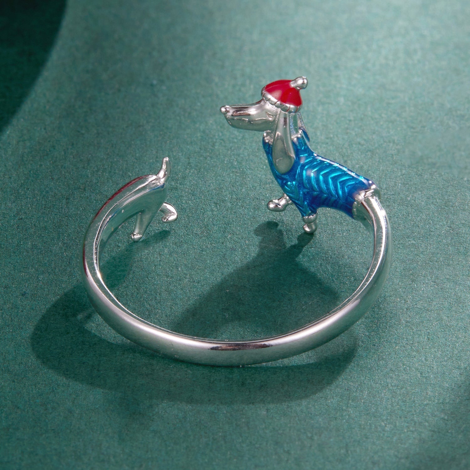925 Sterling Silver Enamel Ring for Dogs, 0.2cm Width, White Gold Plated  DestGlow