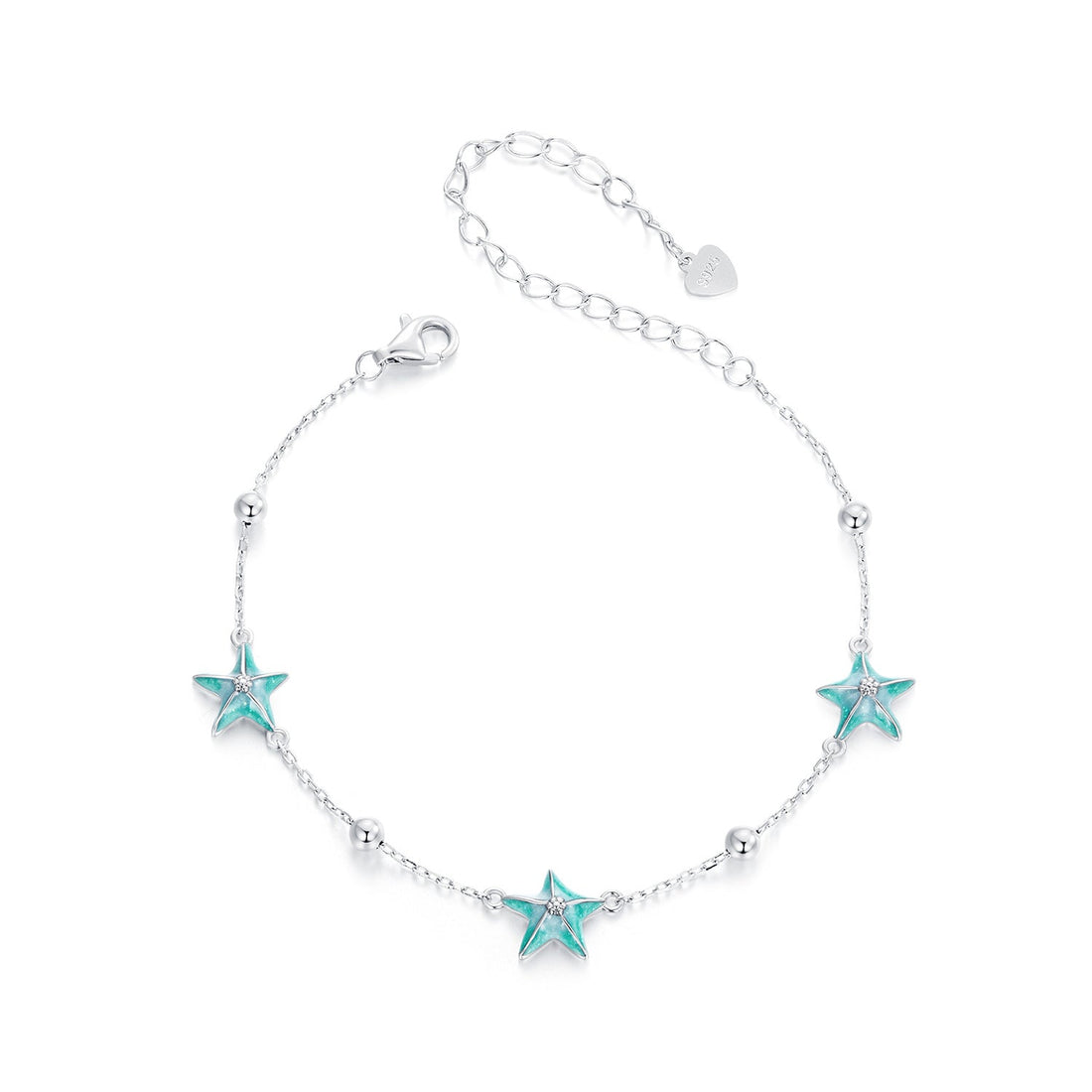 925 Sterling Silver Starfish Design Bracelet with Enamel Process  DestGlow