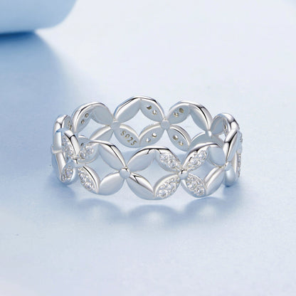 925 Sterling Silver White Gold Plated 0.6cm Ring Size 6 for Women  DestGlow