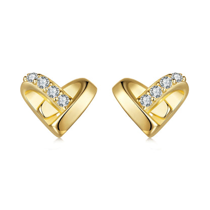 925 Sterling Silver Earrings with Pavé Setting CZ in Gold Plated  DestGlow