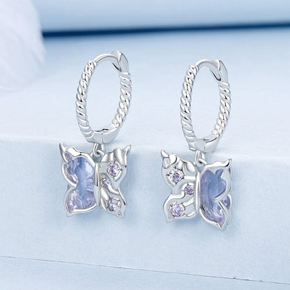 925 Sterling Silver Earrings with Pavé Setting CZ and Transparent Glass for Women  DestGlow
