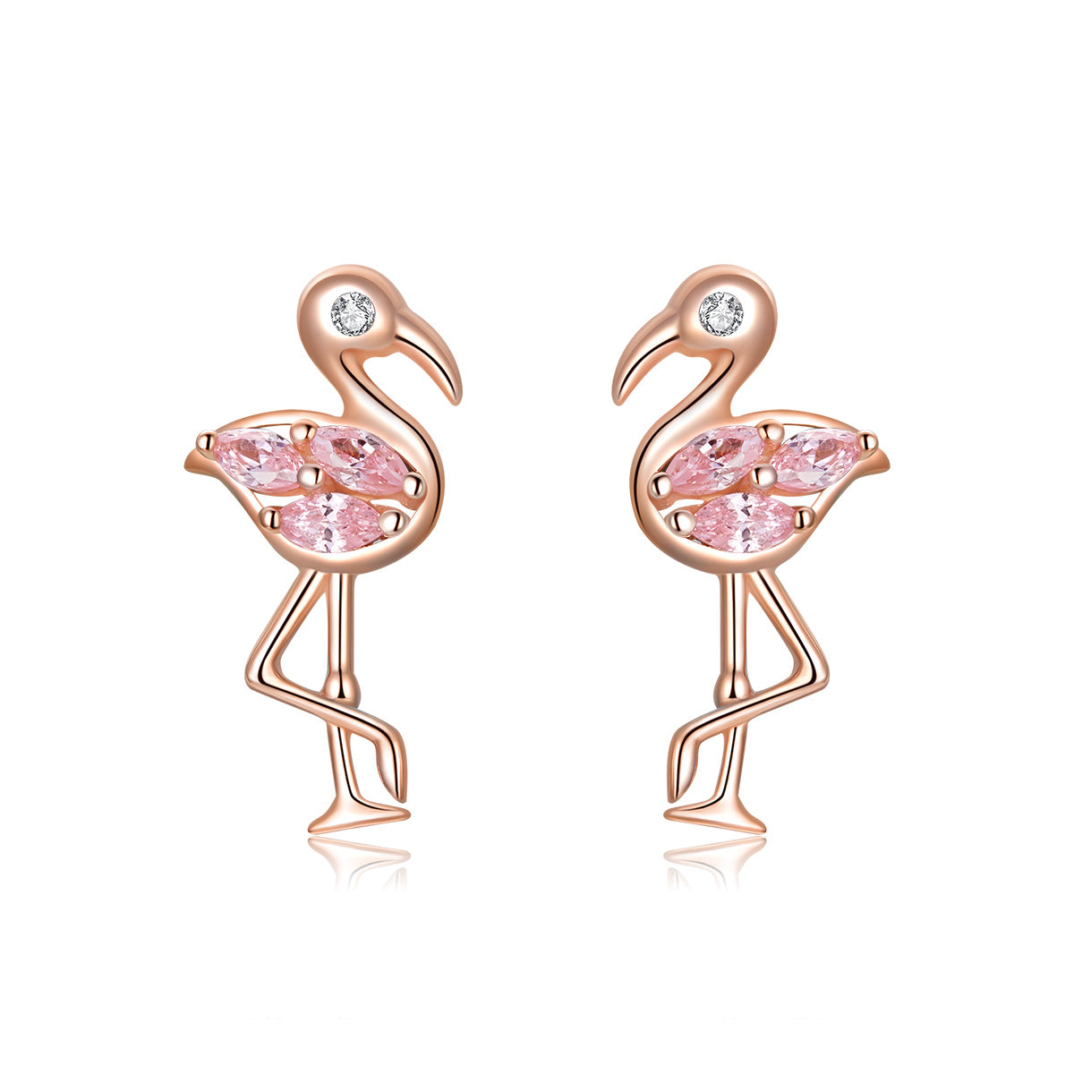 925 Sterling Silver 1.5x0.7cm Plated Rose Gold CZ Earrings for Women  DestGlow