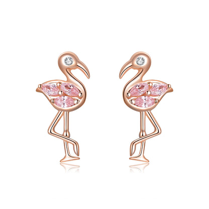 925 Sterling Silver 1.5x0.7cm Plated Rose Gold CZ Earrings for Women  DestGlow