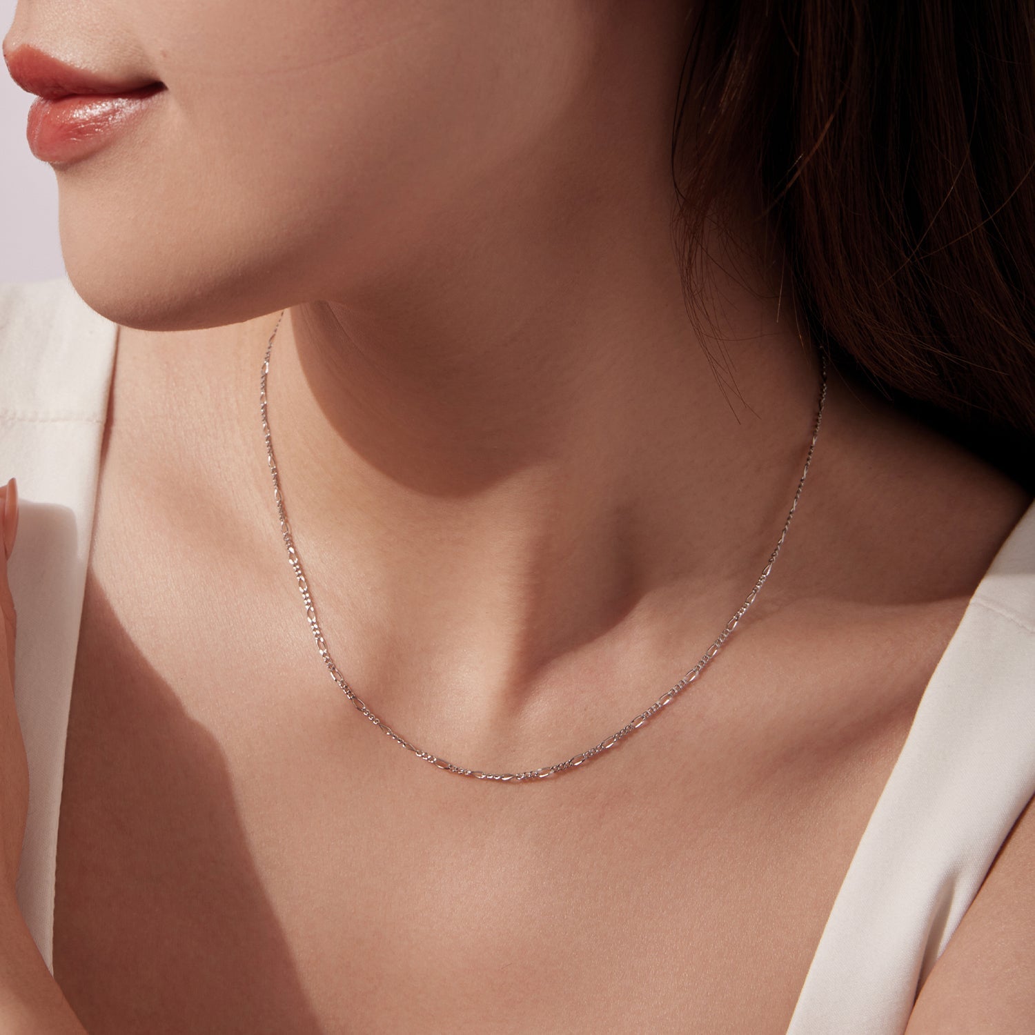 925 Sterling Silver 40cm Necklace with Plated White Gold  DestGlow