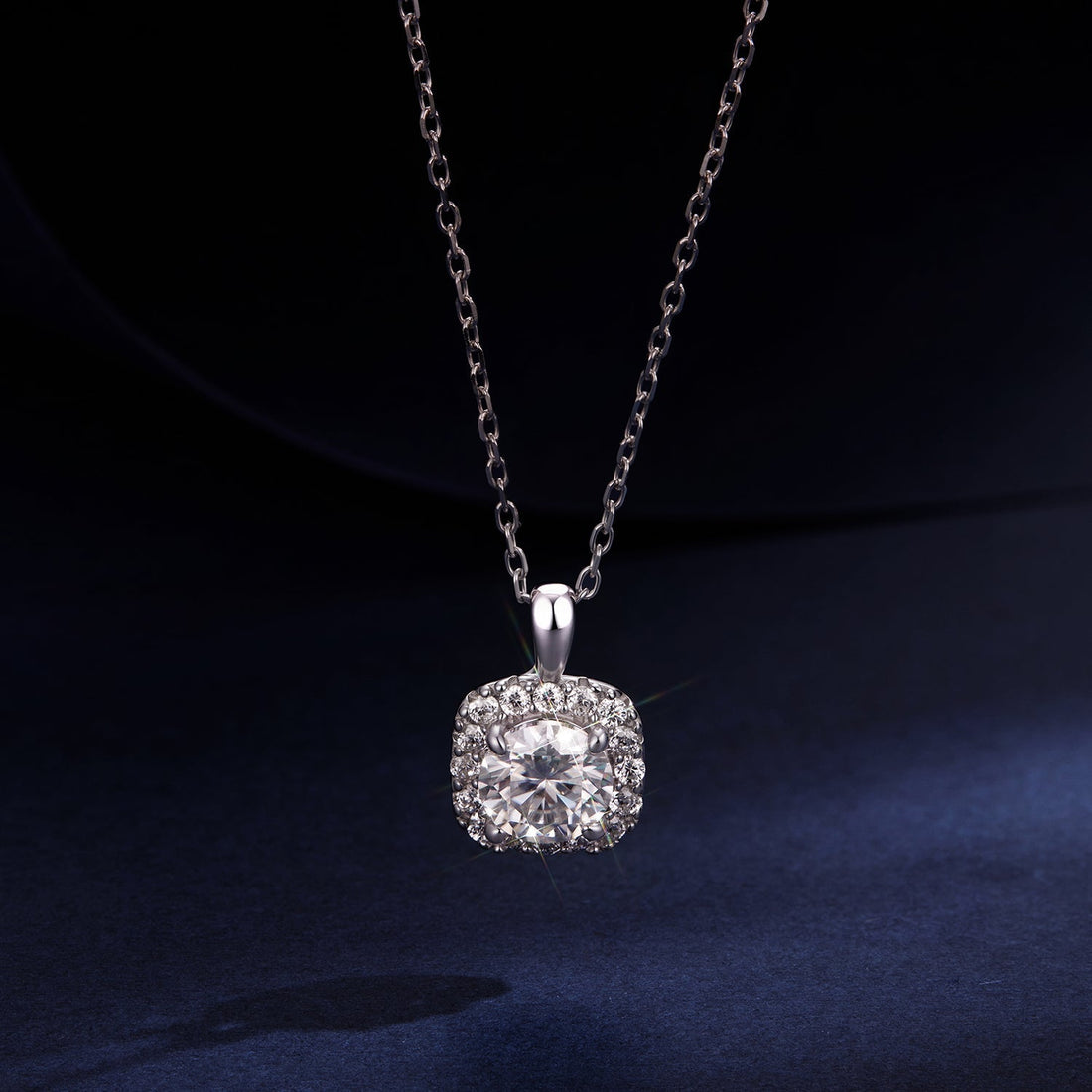 925 Sterling Silver Moissanite 1.4x1.0cm White Gold Plated Necklace 40+5cm for Women  DestGlow