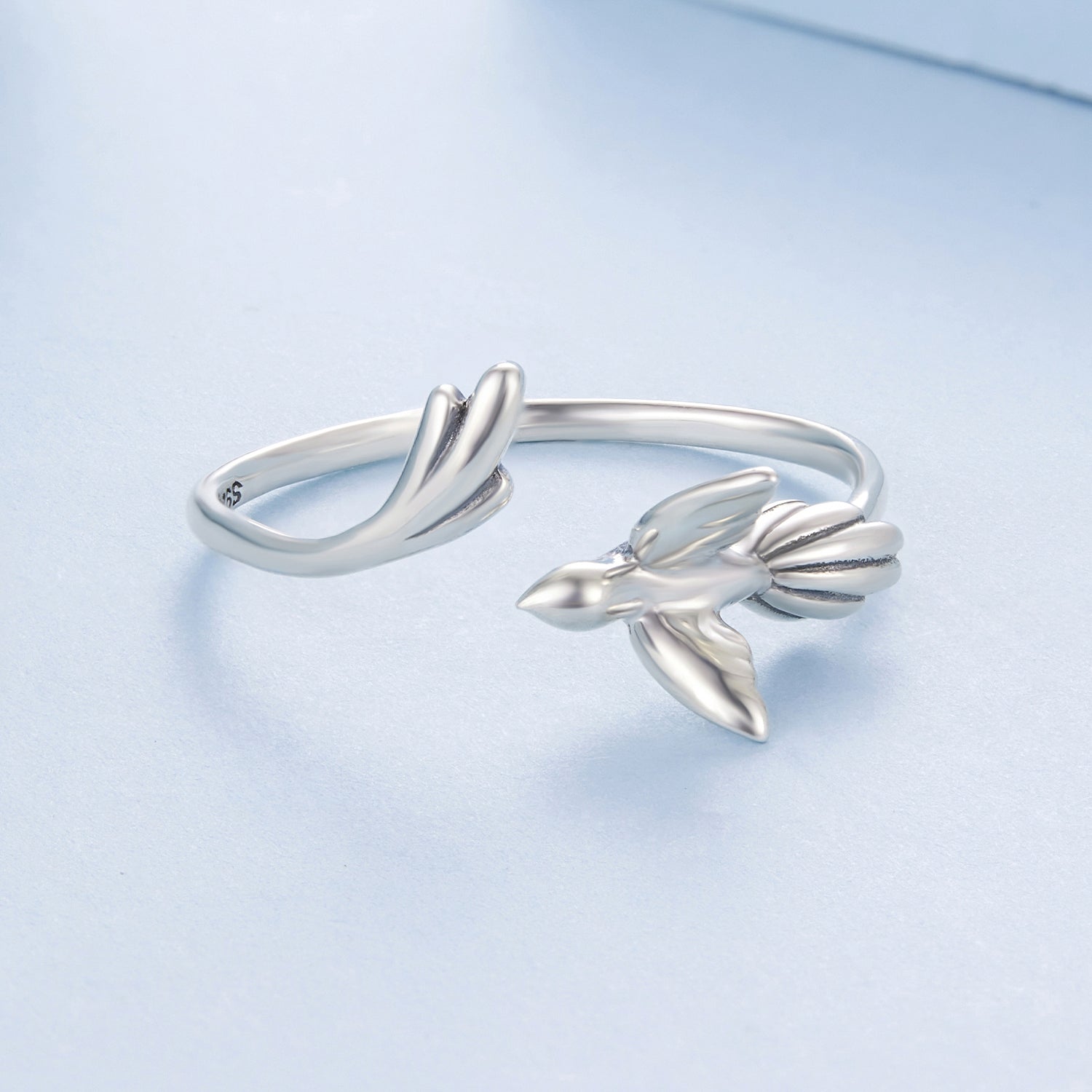 925 Sterling Silver Oxidized Silver Bird Ring for Women - 0.14cm Width, 0.7cm Bird Size  DestGlow