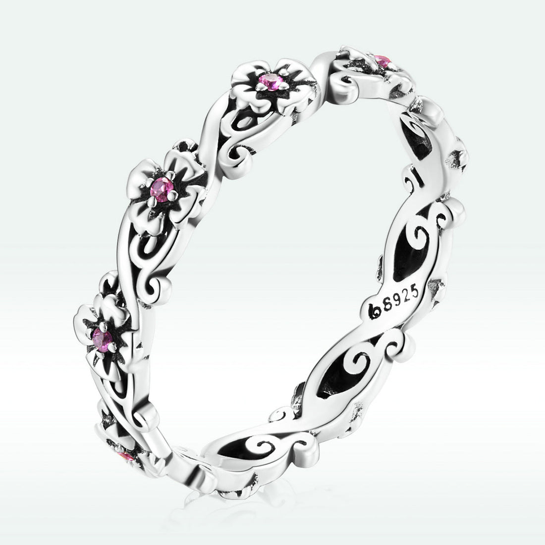 925 Sterling Silver Oxidized CZ Pavé Ring Size 6 for Women  DestGlow