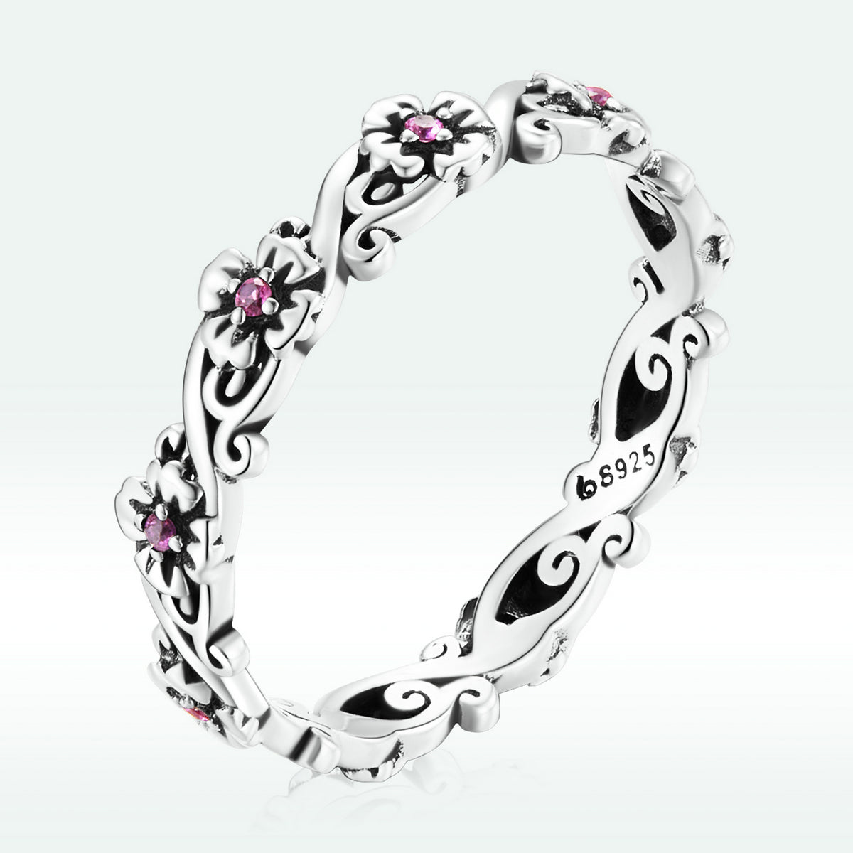 925 Sterling Silver Oxidized CZ Pavé Ring Size 6 for Women  DestGlow