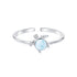 925 Sterling Silver + Plated White Gold Larimar Ring - Style E - 1.6mm Width  DestGlow